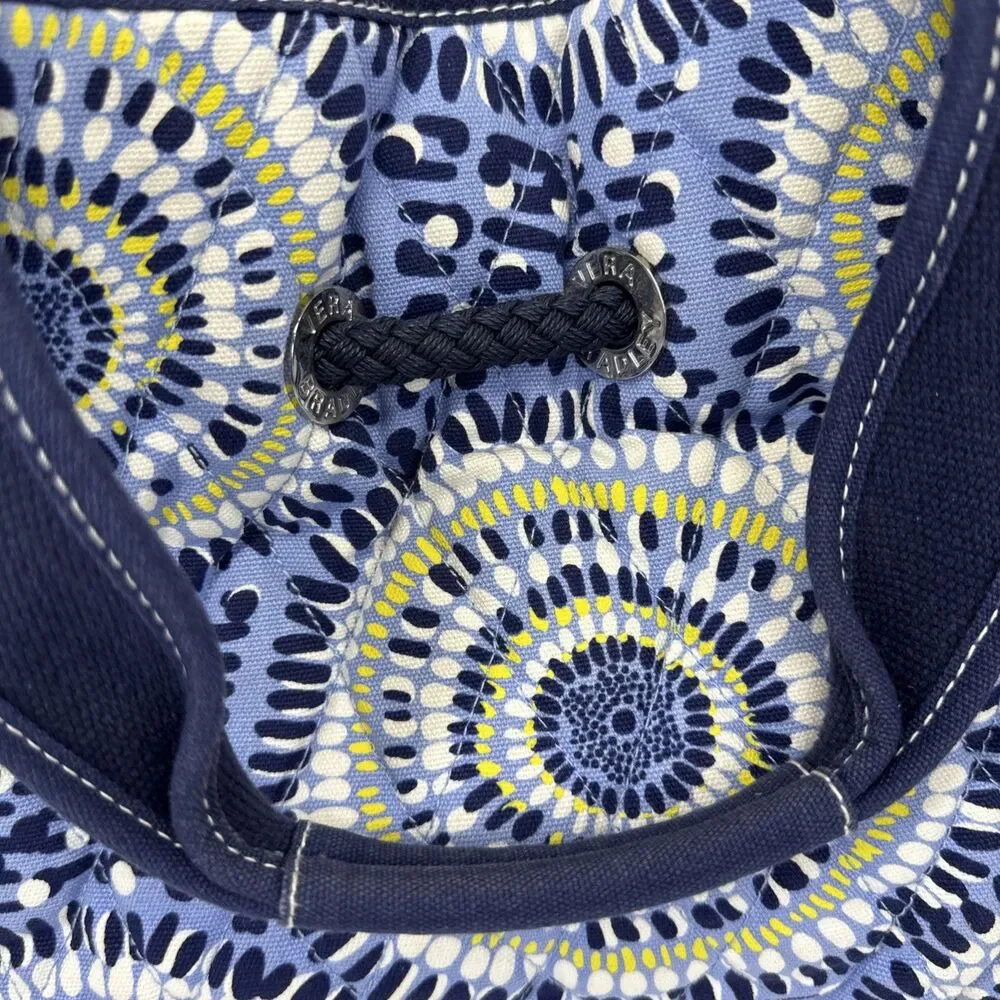 Vera Bradley Bag Blue White Yellow Medallion Double Handle Rope Accent Retired